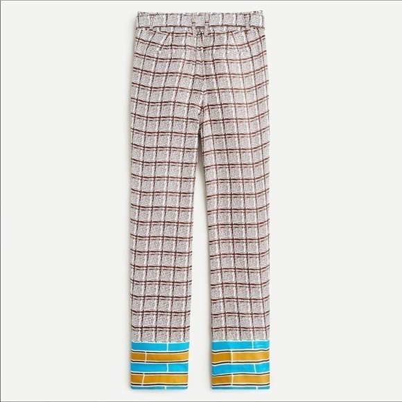 J. Crew Collection High-rise Silk Trouser Pants in Mini Windowpane print NWT - Picture 2 of 4